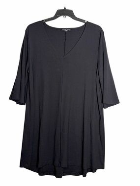 Bryn Walker Tunic Dress Womens Large Black Lagenlook Minimalist Knit Career